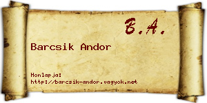 Barcsik Andor névjegykártya